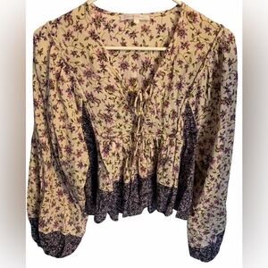 Blouse Floral Purple &.Beige, Women’s Size Medium